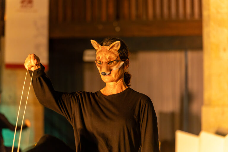 photos de théâtre une femme avec un masque renard