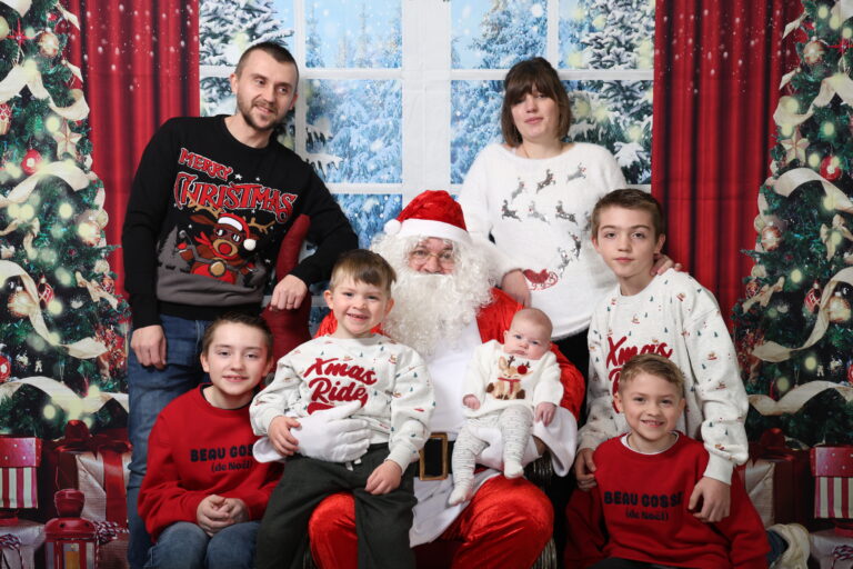photo de famille et père noël