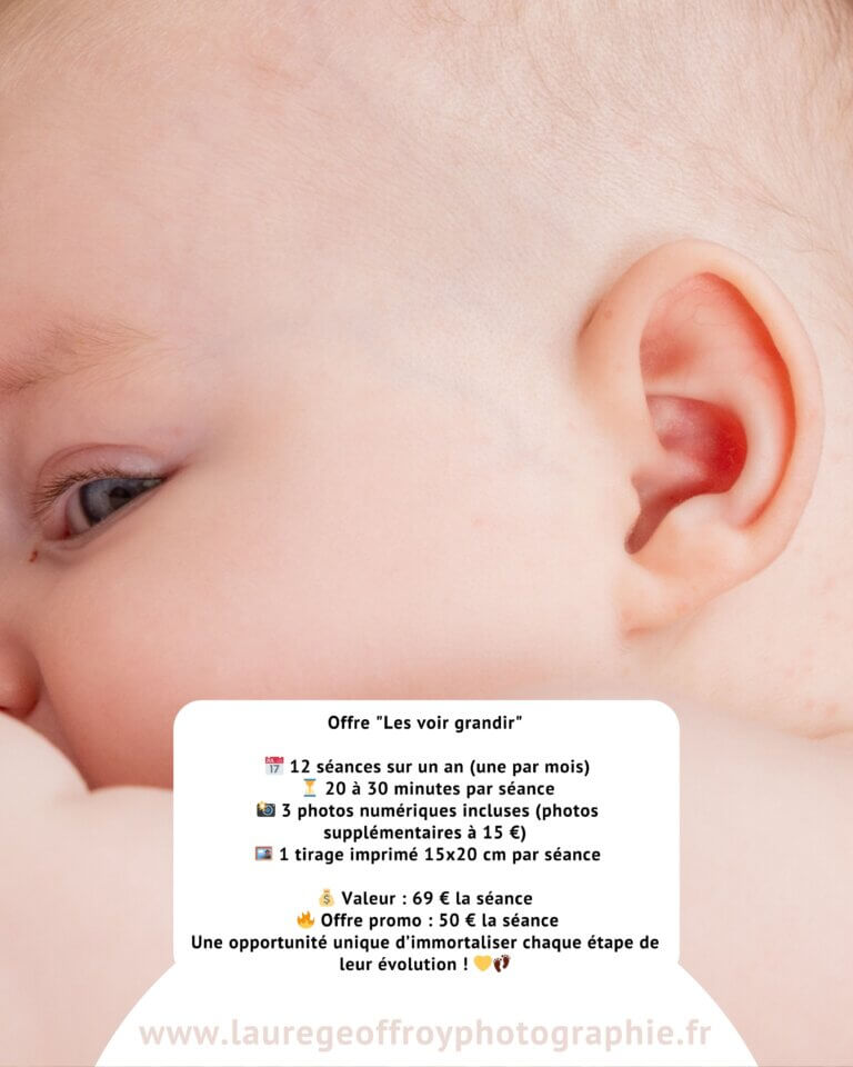 Évolution de bébé mois après mois – suivi photo par Laure Geoffroy à Auch